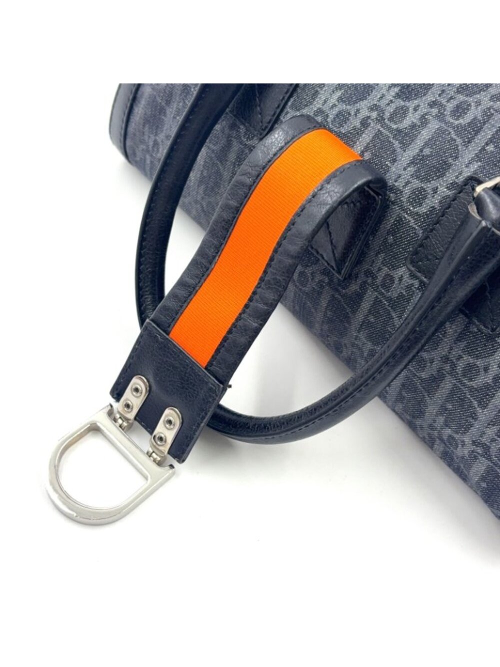 Dior Flight Line Trotter Leather Denim Gray Black Handbag Silver - Picture 15 of 15